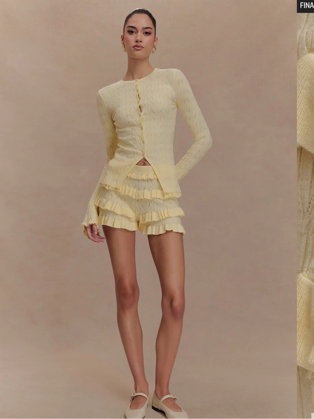 Pointelle Knit Frill Bloomer SET - Lemon